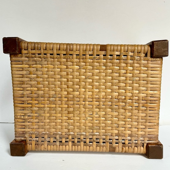 VTG Cane Stool Plant Stand Woven Boho Wood Bohemian Decor Vintage - Picture 4 of 10